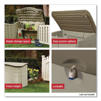 Horizontal Outdoor Storage Shed, 55 x 28 x 36, 20 cu ft, Olive Green/Sandstone