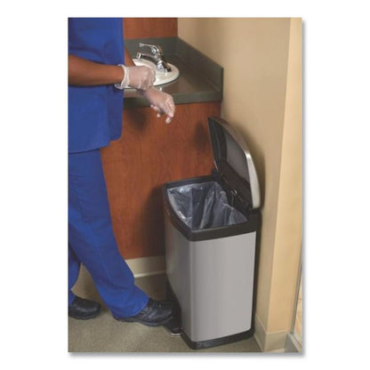 Slim Jim Stainless Steel Step-On Container, Front Step Style, 4 gal, Stainless Steel, Black
