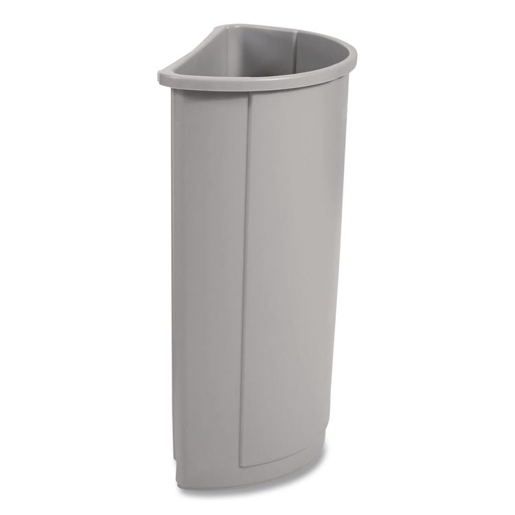 Untouchable Half-Round Plastic Receptacle, 21 gal, Plastic, Gray