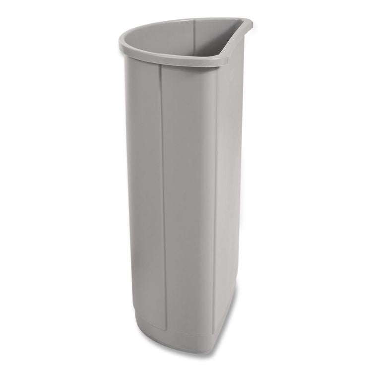 Untouchable Half-Round Plastic Receptacle, 21 gal, Plastic, Gray