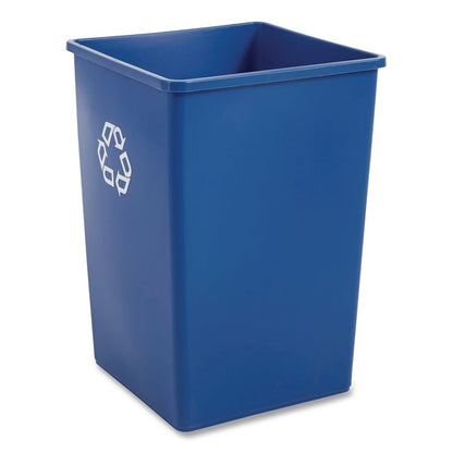 Square Recycling Container, 35 gal, Plastic, Blue
