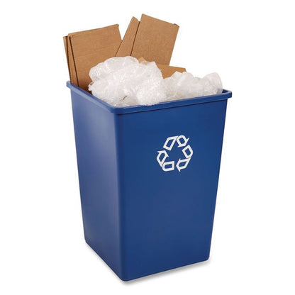 Square Recycling Container, 35 gal, Plastic, Blue