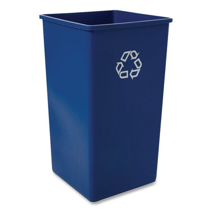 Square Recycling Container, 50 gal, Plastic, Blue