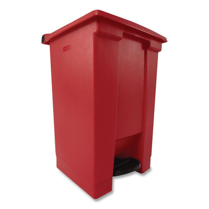 Indoor Utility Step-On Waste Container, 12 gal, Plastic, Red