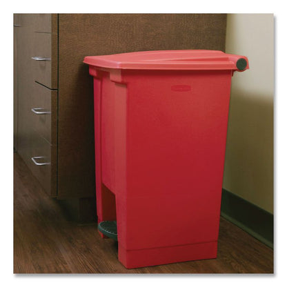 Indoor Utility Step-On Waste Container, 12 gal, Plastic, Red