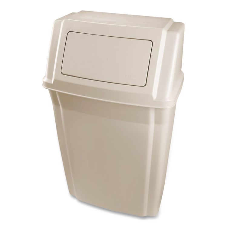 Slim Jim Wall-Mounted Container, 15 gal, Plastic, Beige