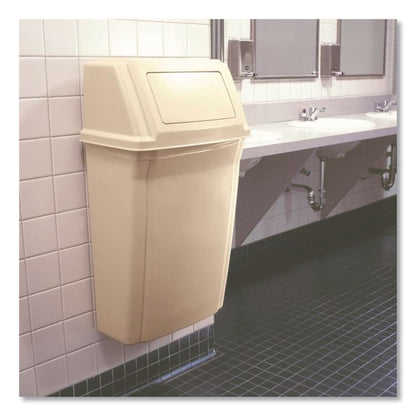 Slim Jim Wall-Mounted Container, 15 gal, Plastic, Beige