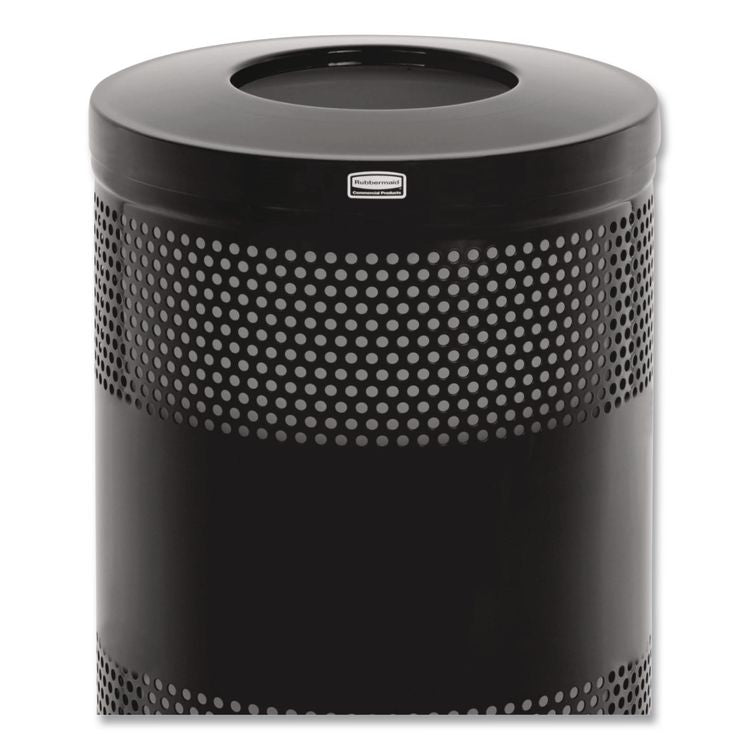 Classics Perforated Open Top Receptacle, 25 gal, Steel, Black