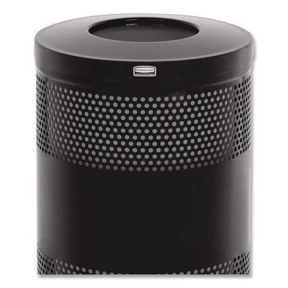 Classics Perforated Open Top Receptacle, 25 gal, Steel, Black