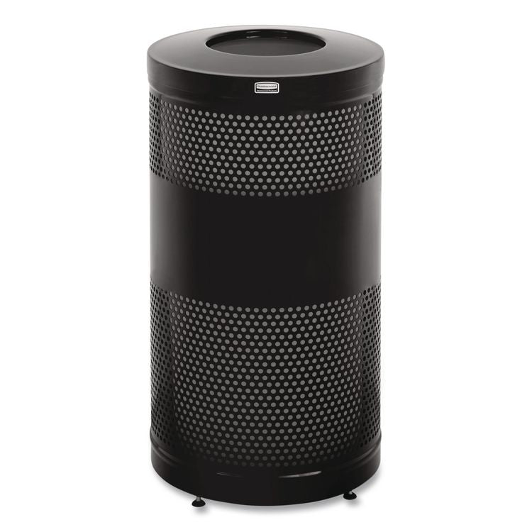 Classics Perforated Open Top Receptacle, 25 gal, Steel, Black