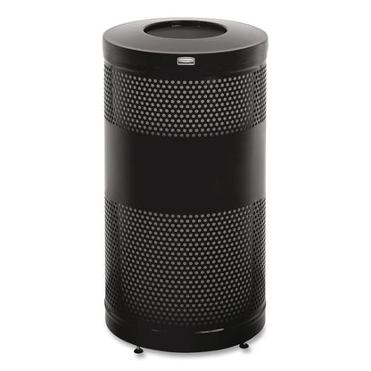 Classics Perforated Open Top Receptacle, 25 gal, Steel, Black