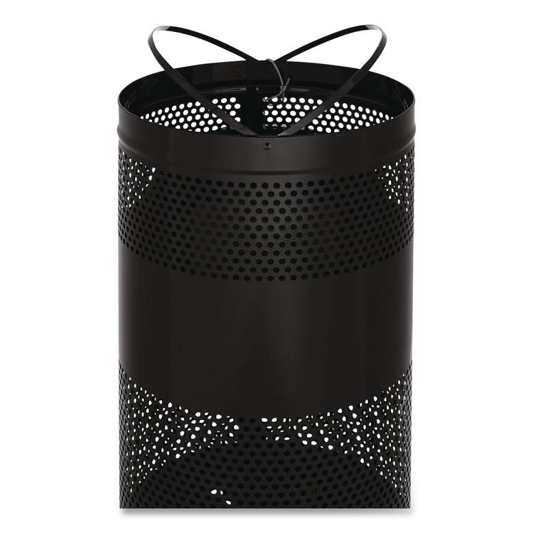 Classics Perforated Open Top Receptacle, 25 gal, Steel, Black