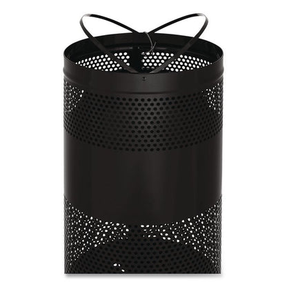 Classics Perforated Open Top Receptacle, 25 gal, Steel, Black