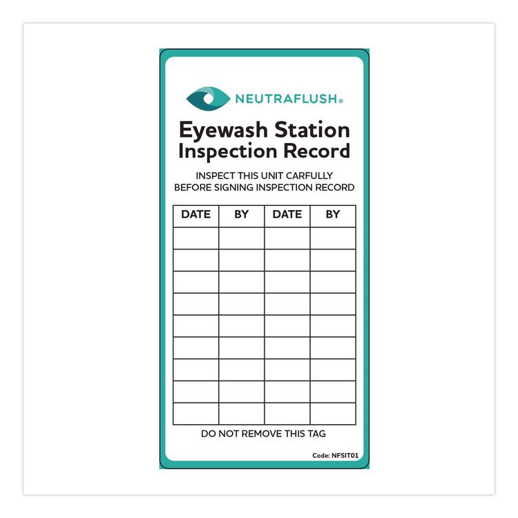 Eyewash Station Inspection Label, "Eyewash Station Inspection Record/Chart", 6" x 3", Green/Black/White