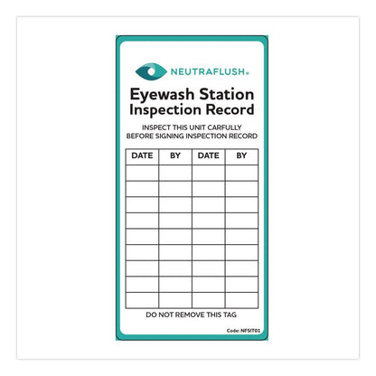 Eyewash Station Inspection Label, "Eyewash Station Inspection Record/Chart", 6" x 3", Green/Black/White