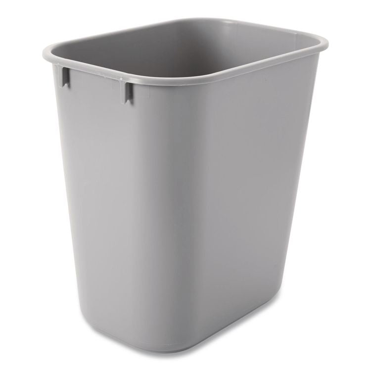 Deskside Plastic Wastebasket, 3.5 gal, Plastic, Gray