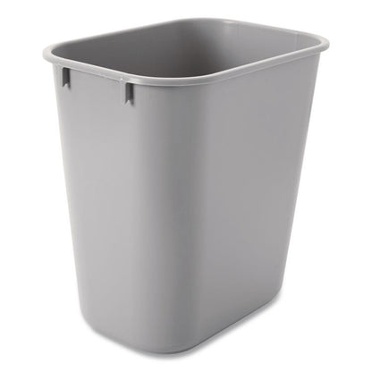 Deskside Plastic Wastebasket, 3.5 gal, Plastic, Gray