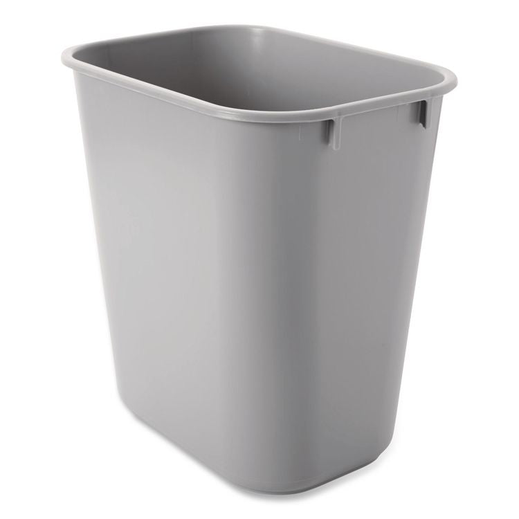 Deskside Plastic Wastebasket, 3.5 gal, Plastic, Gray