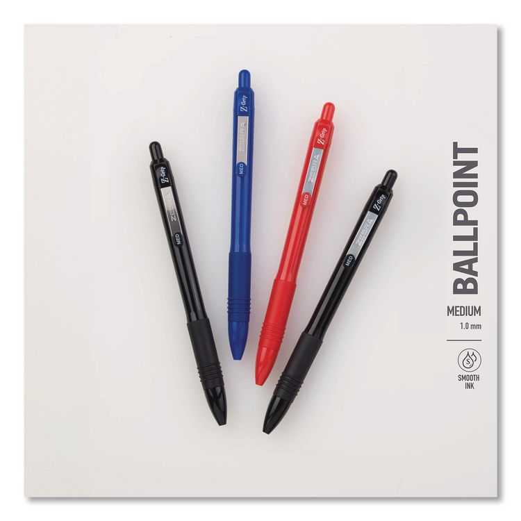 Z-Grip Recycled Retractable Ballpoint Pen, Medium 1 mm, Black Ink, Black Barrel, Dozen