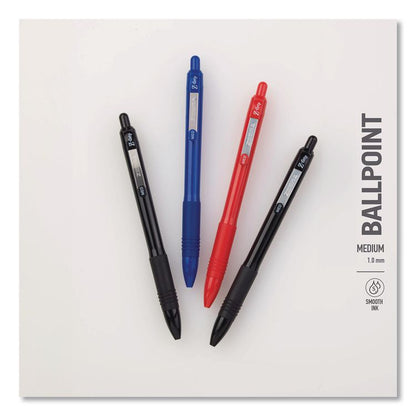 Z-Grip Recycled Retractable Ballpoint Pen, Medium 1 mm, Black Ink, Black Barrel, Dozen