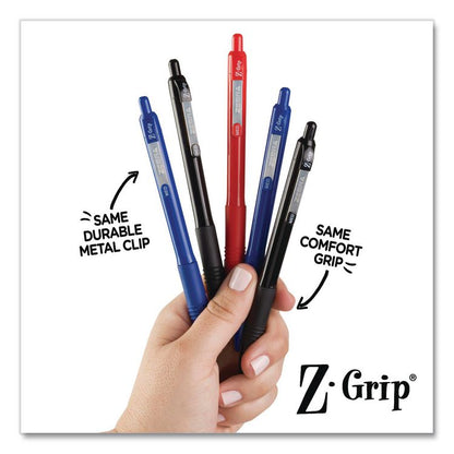 Z-Grip Recycled Retractable Ballpoint Pen, Medium 1 mm, Black Ink, Black Barrel, Dozen