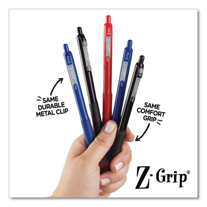 Z-Grip Recycled Retractable Ballpoint Pen, Medium 1 mm, Red Ink, Red Barrel, Dozen
