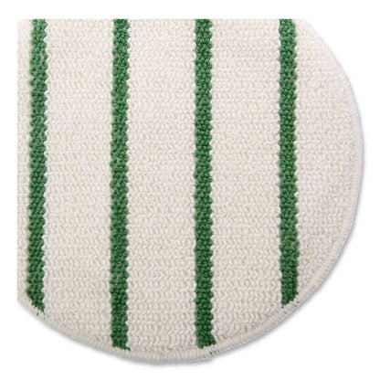 Low Profile Scrub-Strip Carpet Bonnet, 19" Diameter, White/Green, 5/Carton