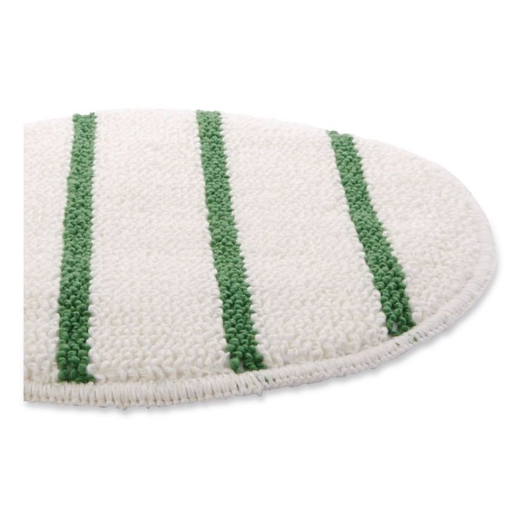 Low Profile Scrub-Strip Carpet Bonnet, 19" Diameter, White/Green, 5/Carton