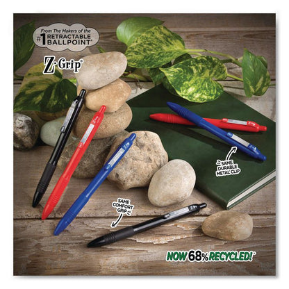 Z-Grip Recycled Retractable Ballpoint Pen, Medium 1 mm, Red Ink, Red Barrel, Dozen