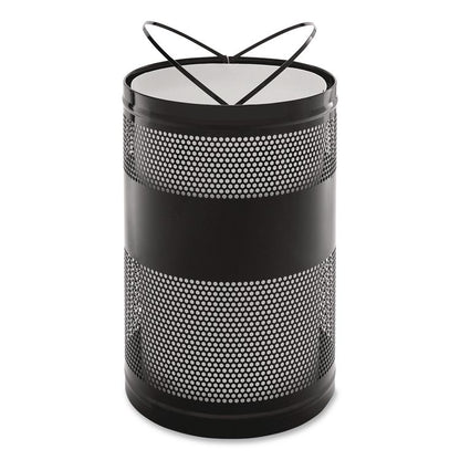 Classics Perforated Open Top Receptacle, 51 gal, Steel, Black