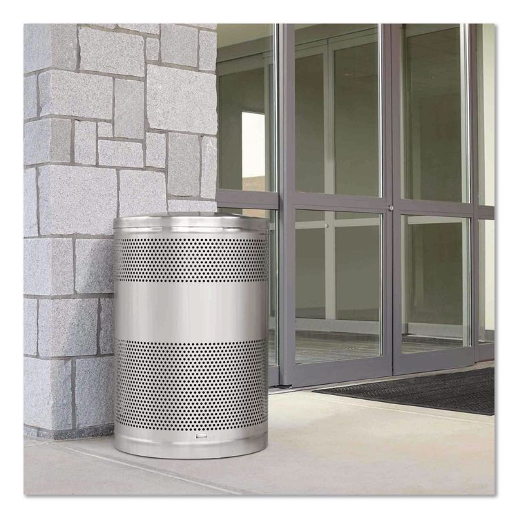 Classics Perforated Open Top Receptacle, 51 gal, Steel, Black