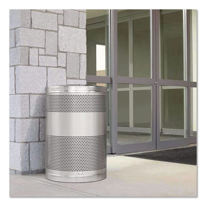 Classics Perforated Open Top Receptacle, 51 gal, Steel, Black