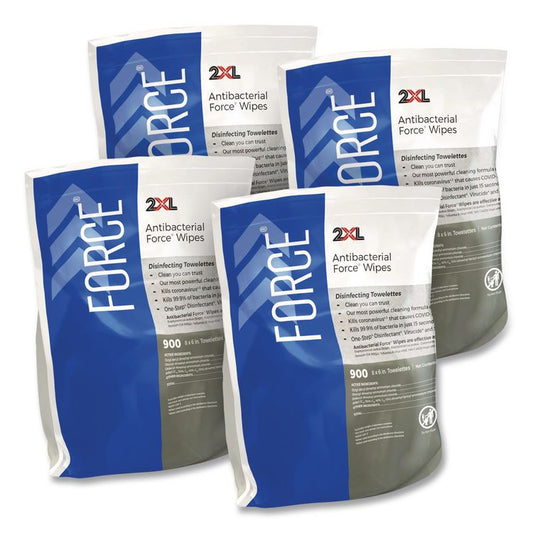 FORCE Disinfecting Wipes Refill, 1-Ply, 6 x 8, Unscented, White, 900/Pack (Each)