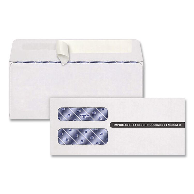 3-Up 1099-NEC Peel and Seal Double-Window Security Tint Envelopes, Commercial Flap, 8.75 x 3.75, White, 24/Pack