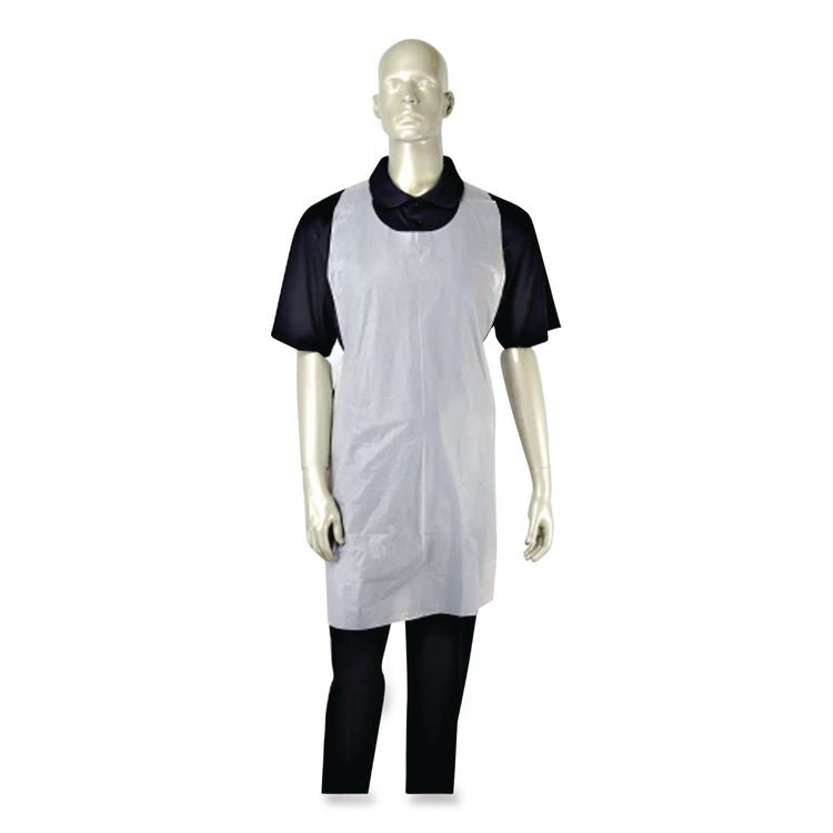 Poly Apron, 24 x 42, One Size Fits Most, White, 100/Pack, 10 Packs/Carton