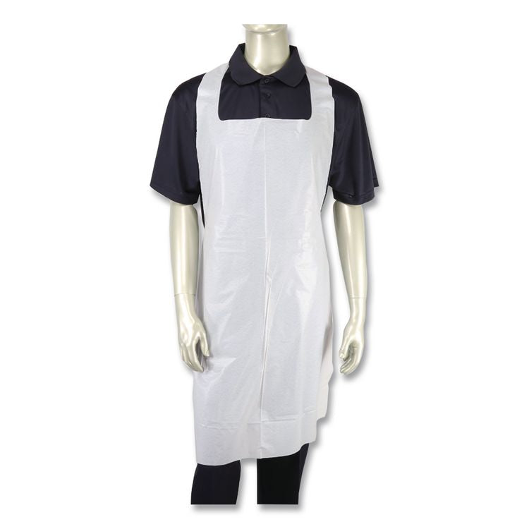 Heavyweight Poly Aprons, 28 x 46, 1.77 mil, One Size Fits Most, White, 500/Carton