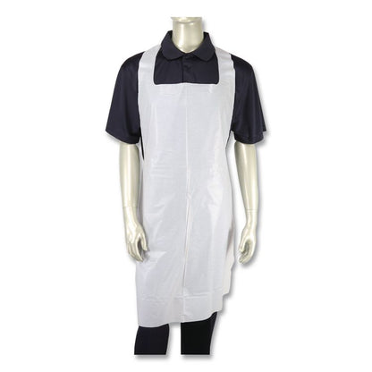 Heavyweight Poly Aprons, 28 x 46, 1.77 mil, One Size Fits Most, White, 500/Carton