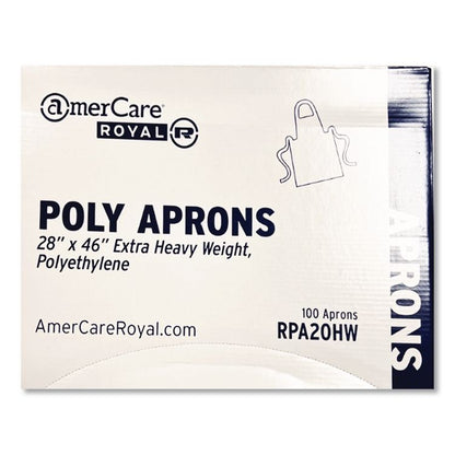 Heavyweight Poly Aprons, 28 x 46, 1.77 mil, One Size Fits Most, White, 500/Carton
