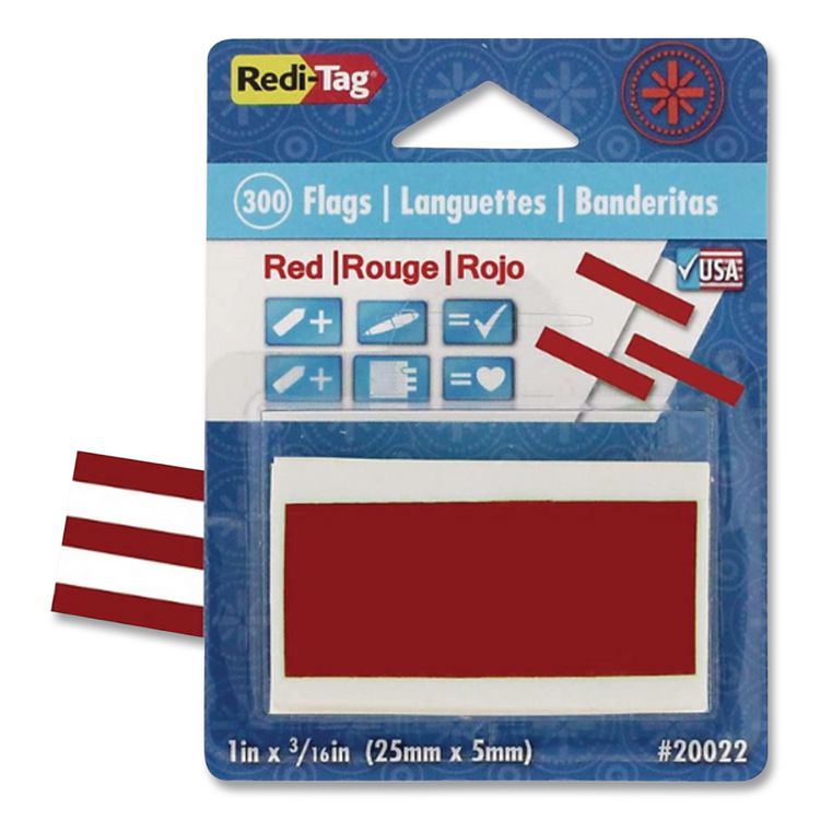 Removable/Reusable Page Flags, Red, 300/Pack