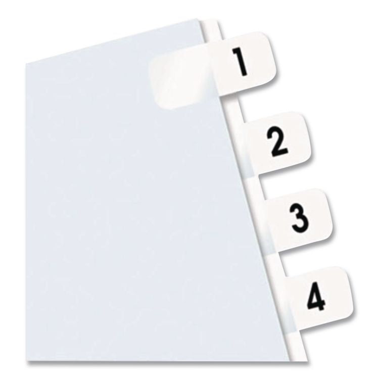 Legal Index Tabs, Preprinted Numeric: 1 to 10, 1/12-Cut, White, 0.44" Wide, 104/Pack