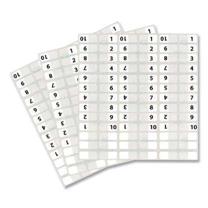 Legal Index Tabs, Preprinted Numeric: 1 to 10, 1/12-Cut, White, 0.44" Wide, 104/Pack