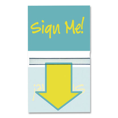 Pop-Up Fab Page Flags w/Dispenser, "Sign Me!", Red/Orange, Teal/Yellow, 100/Pack