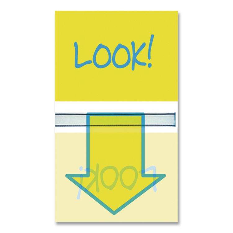 Pop-Up Fab Page Flags w/Dispenser, "Look!", Purple/Yellow, Yellow/Teal, 100/Pack
