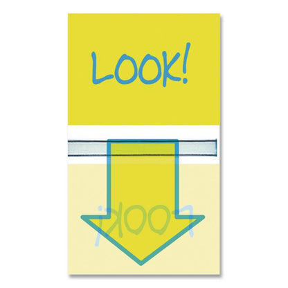 Pop-Up Fab Page Flags w/Dispenser, "Look!", Purple/Yellow, Yellow/Teal, 100/Pack