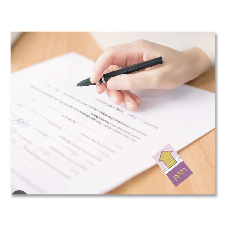 Pop-Up Fab Page Flags w/Dispenser, "Look!", Purple/Yellow, Yellow/Teal, 100/Pack