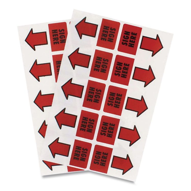 Removable/Reusable Page Flags, "Sign Here", Red, 50/Pack