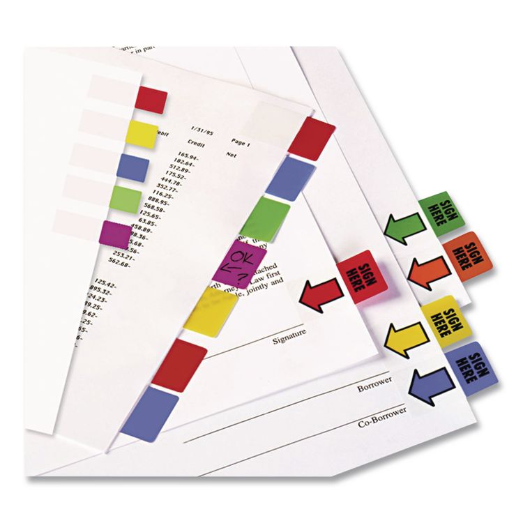 Removable Page Flags, Green/Yellow/Red/Blue/Orange, 10/Color, 50/Pack