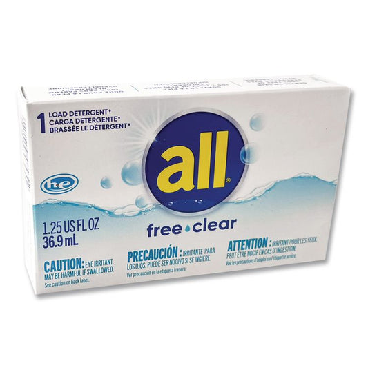 Free Clear HE Liquid Laundry Detergent, Unscented, 1.25 oz Vending Box, 100/Carton