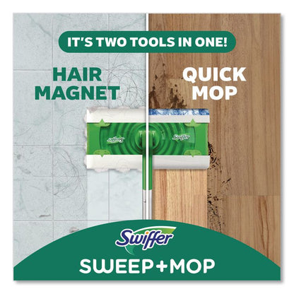 Sweep and Mop 2-in-1 Dry + Wet Floor Mopping and Sweeping Kit, 12.4 x 2.95 Mop Head, Silver Plastic Handle, 6/Carton