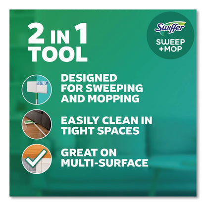 Sweep and Mop 2-in-1 Dry + Wet Floor Mopping and Sweeping Kit, 12.4 x 2.95 Mop Head, Silver Plastic Handle